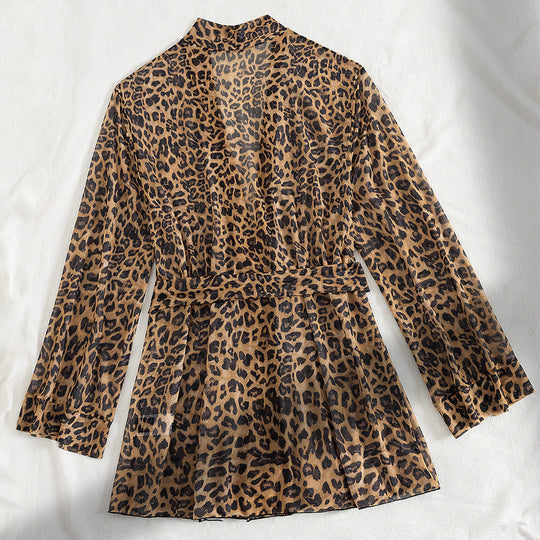 Damen luftiger Strandüberwurf mit trendy Leopardenprint R&B