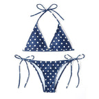 Damen Triangel-Bikini mit hochwertigem Punktmuster und verstellbaren Bändern