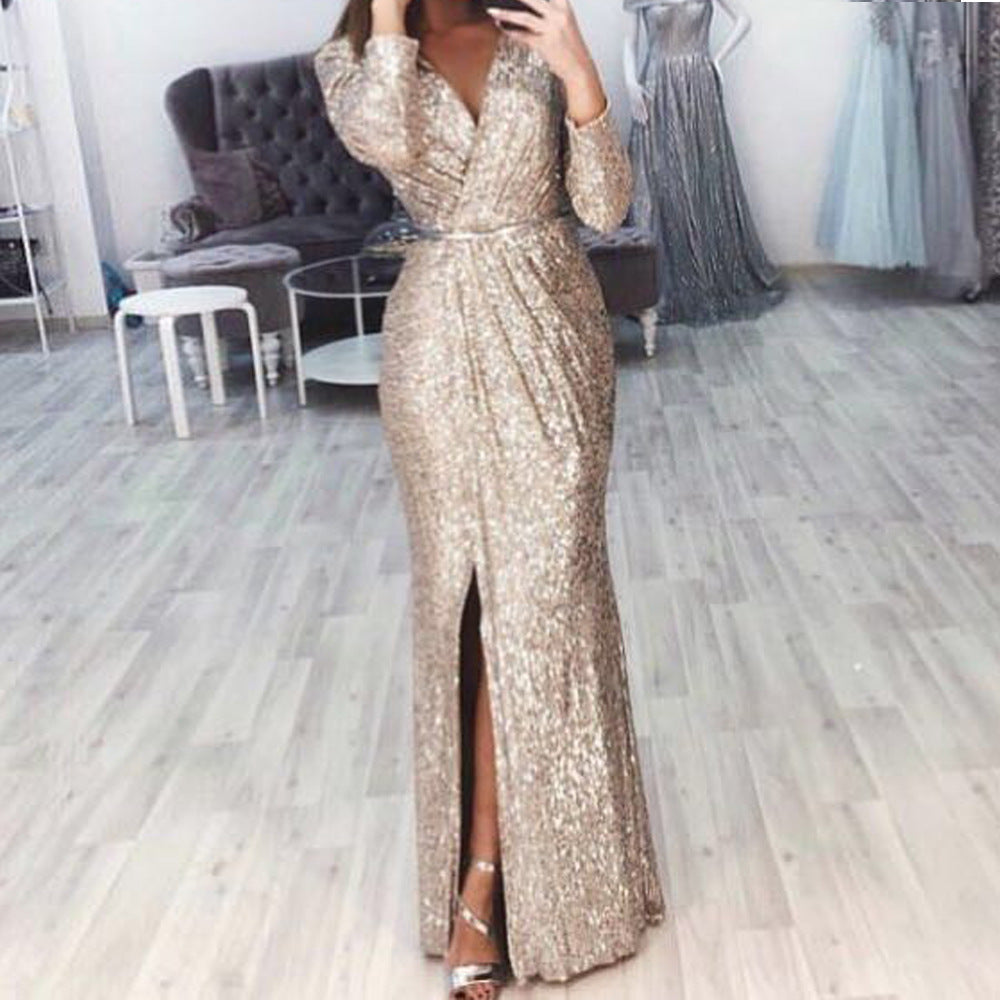 Damen Elegantes Wickelkleid mit Bein-Schlitz R&B