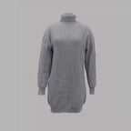 Damen Modisches Strickkleid mit hohem Kragen und oversize Schnitt R&B