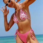 Damen Triangel-Bikini mit verspieltem floralem Design und variablen BindR&Bändern R&B