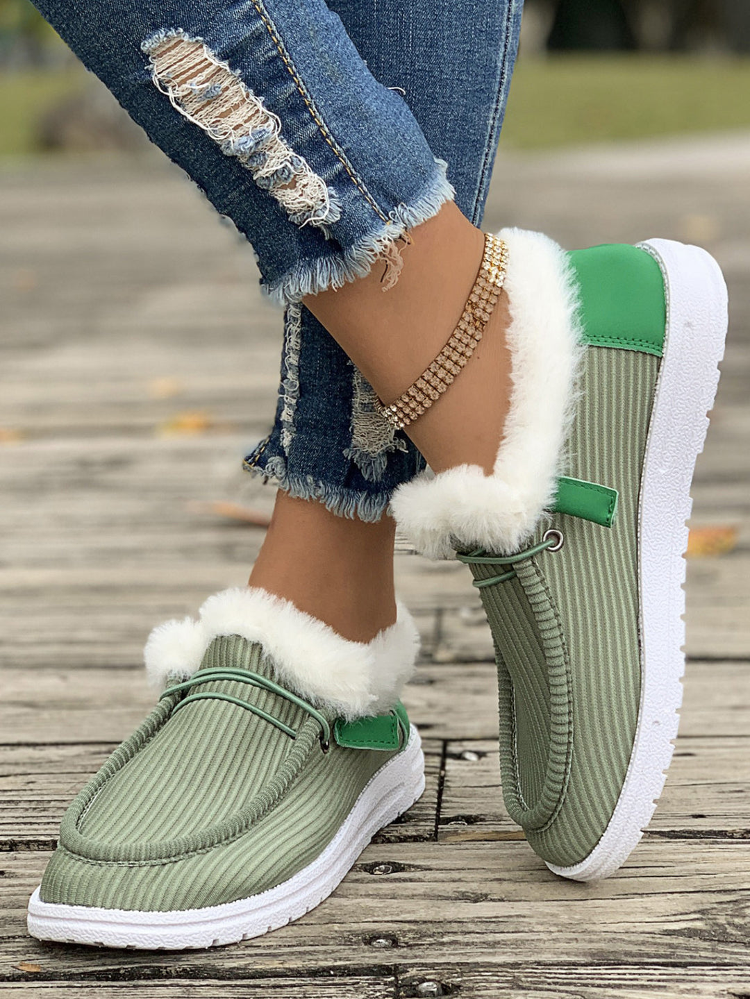 Damen Flauschige Slip-On Hausschuhe mit weichem Innenfutter R&B