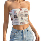 Damen Bandeau-Top mit modernem Tierdruck und elastischer Passform