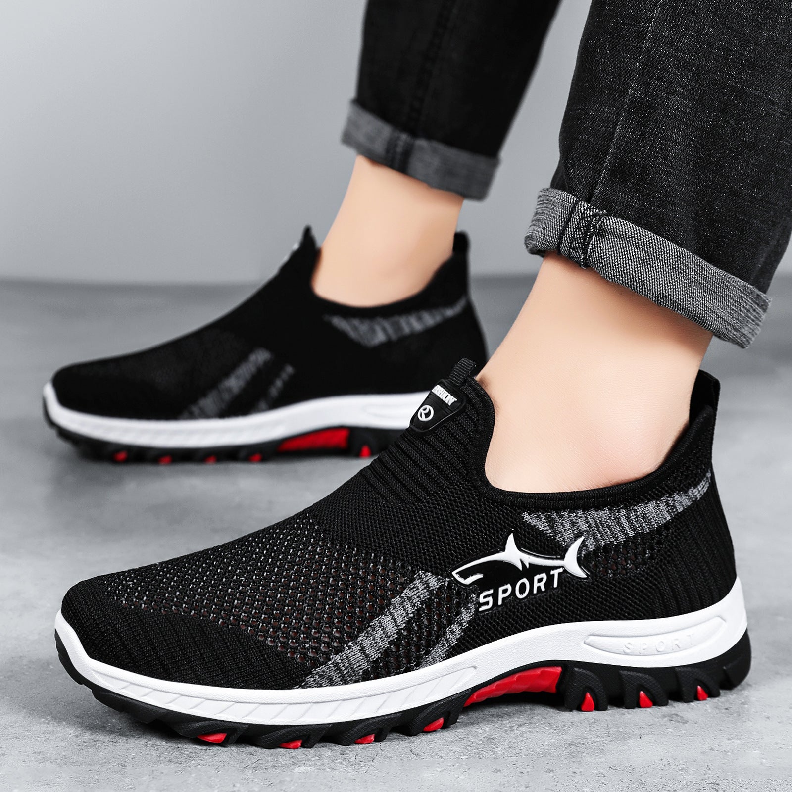 Damen Atmungsaktive Freizeit-Schuhe mit flexiblem Strickoberteil R&B