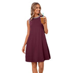 Damen Freizeitkleid mit modischen Streifenarmlöchern und lockerem Schnitt R&B