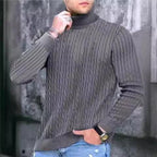Herren Pullover mit hohem Kragen und strukturiertem Zopfmuster R&B