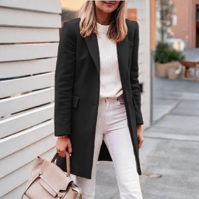 Damen eleganter und bequemer Wollmantel R&B