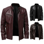 Herren stylische Kunstleder-Motorradjacke im Biker-Stil R&B