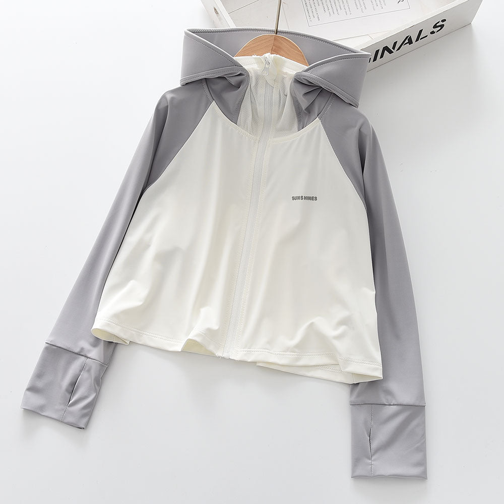 Mädchens nan leichte sonnenschutz Zip-Up Hoodie Schwimm Rash Guard mit Daumenlöchern R&B