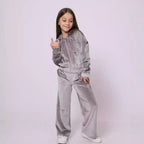 Damen Fleece-Loungewear-Anzug mit Kapuze und elastischem Bund R&B