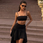 Damen Set aus Crop-Top und asymmetrischem Maxirock R&B