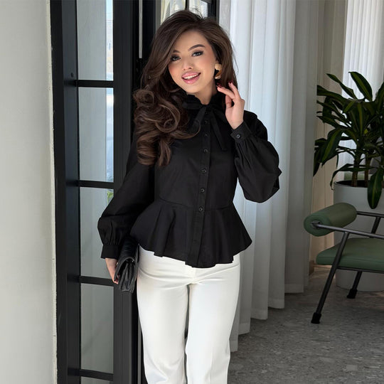 Damen Bluse mit Rüschendetail und schmeichelndem Schnitt R&B