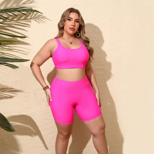Damen Sportliches Crop-Top und Radlerhose R&B