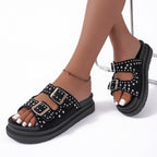 Damen Komfortable Riemensandalen mit modischem Glitzerakzenten und verstellbaren Schnallen