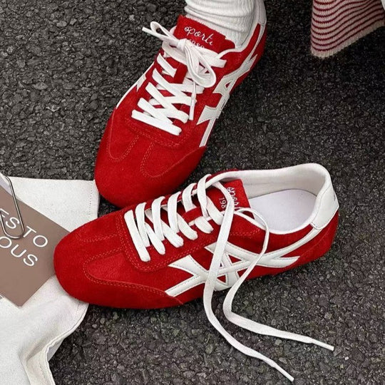 Damen Sportliche Sneakers aus hochwertigem Veloursleder mit atmungsaktiver Sohle R&B