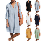 Damen lässiges Sommerkleid mit Kapuze und Taschen R&B