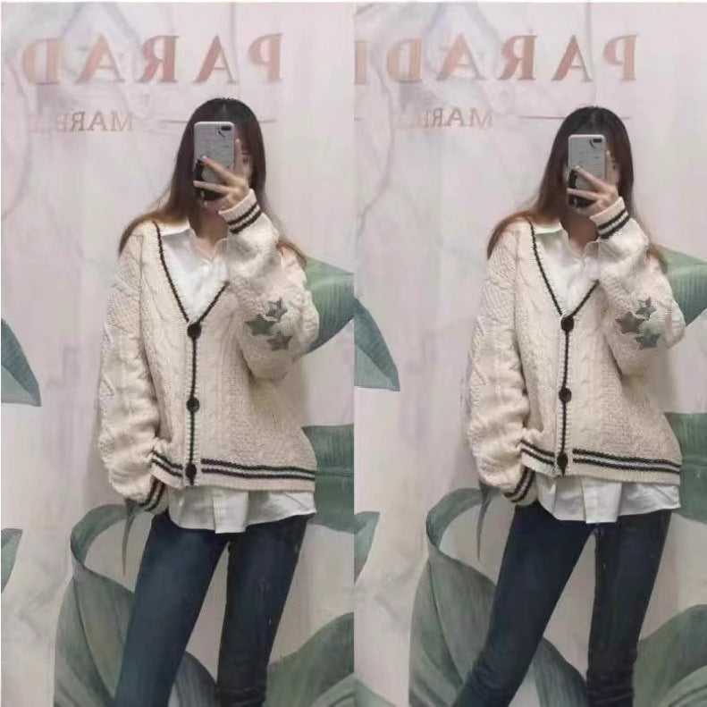 Damen gestrickte Oversize Cardigan R&B