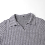 Damen Strickpullover mit klassischem Kragen und Rippstruktur R&B