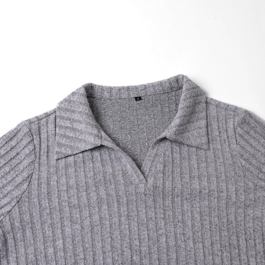 Damen Strickpullover mit klassischem Kragen und Rippstruktur R&B