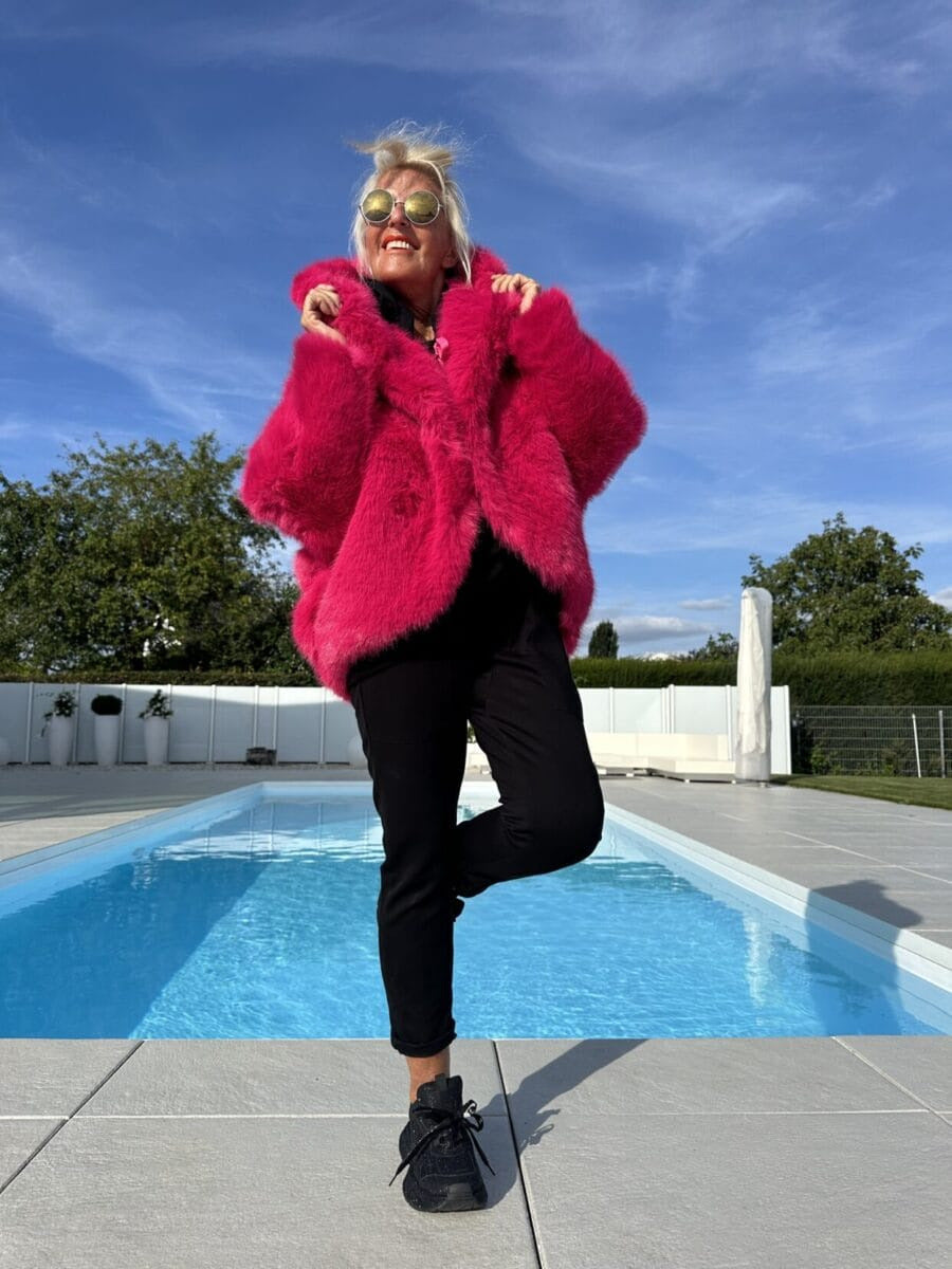 Damen Modische Fleecejacke mit weich gefüttertem Kragen und weitem Schnitt R&B