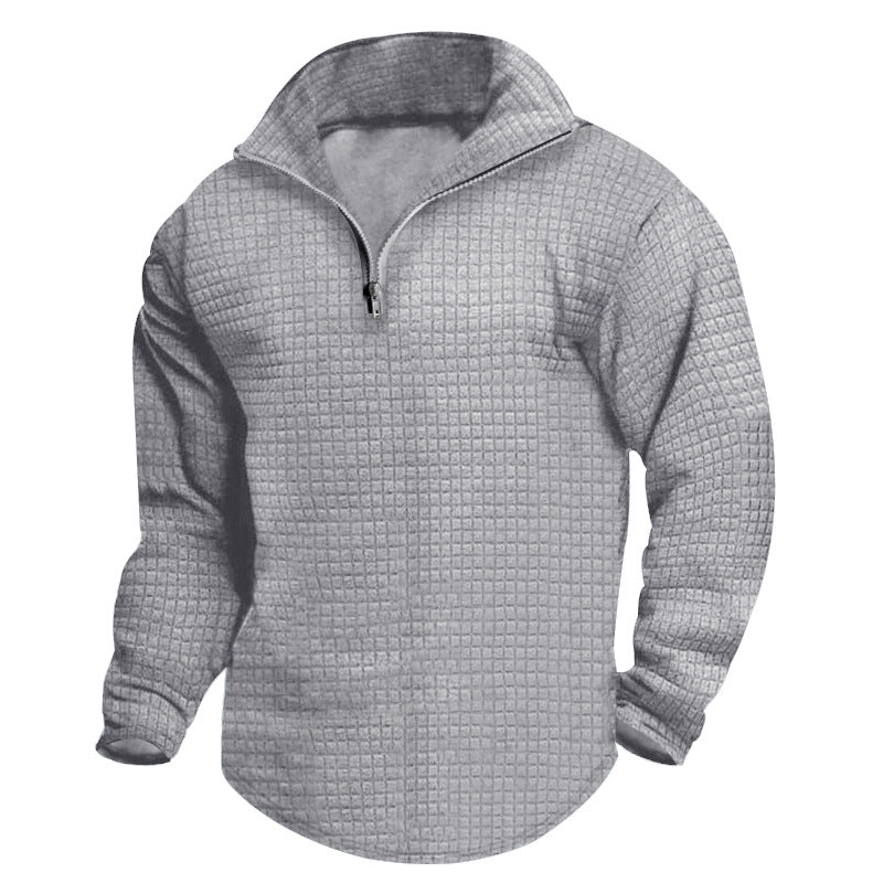 Herren bequeme Fleecejacke mit modernem Reißverschluss und strukturiertem Design R&B