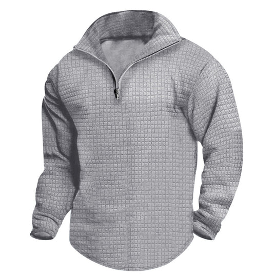 Herren bequeme Fleecejacke mit modernem Reißverschluss und strukturiertem Design R&B