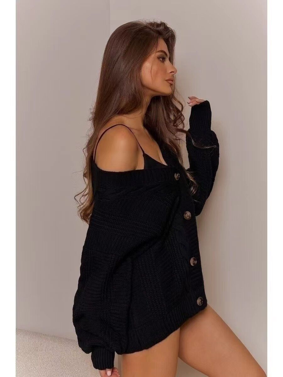 Damen kuscheliger Strickcardigan mit Knöpfen R&B