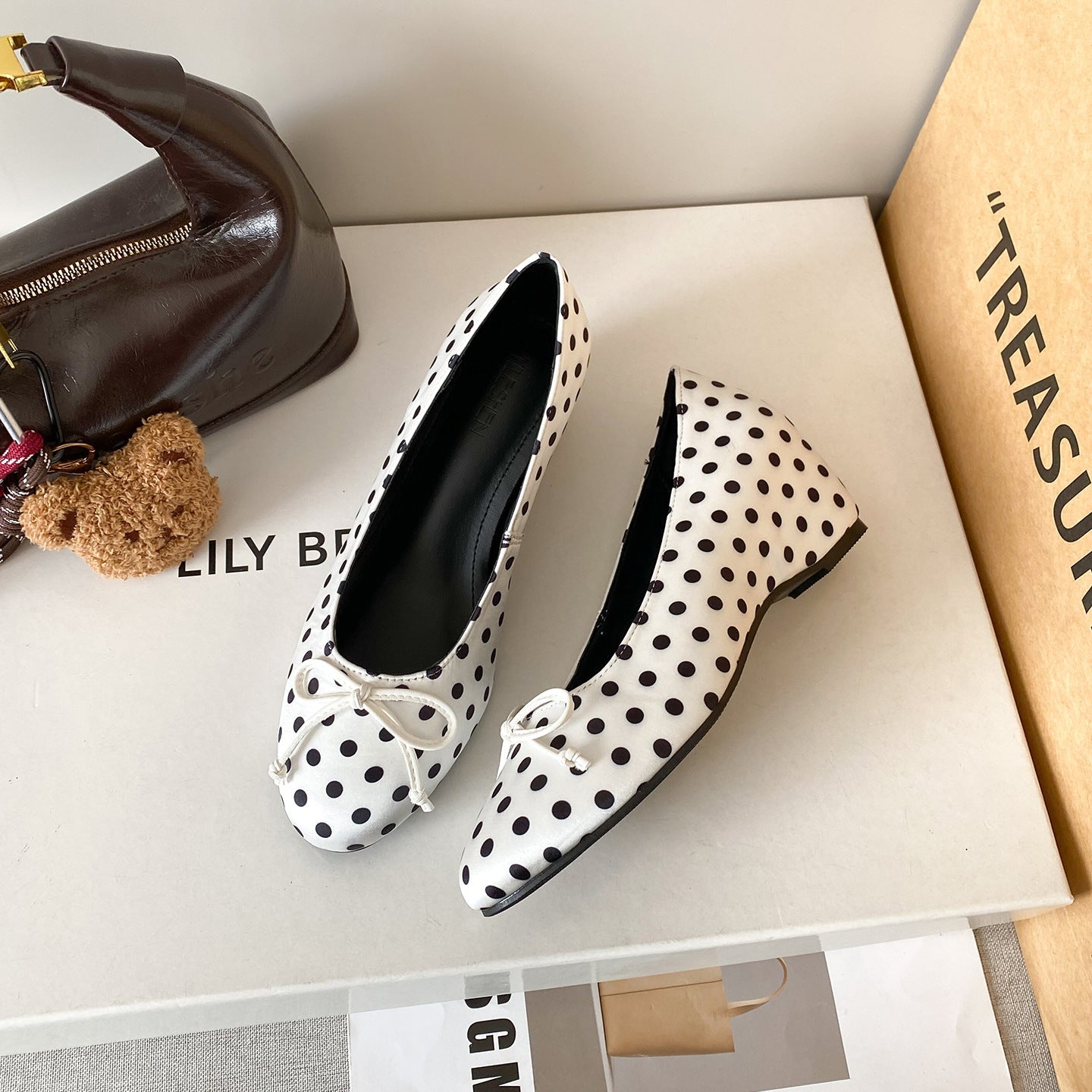 Damen Ballerinas mit verspieltem Punktedesign und elegantem Schleifchen R&B