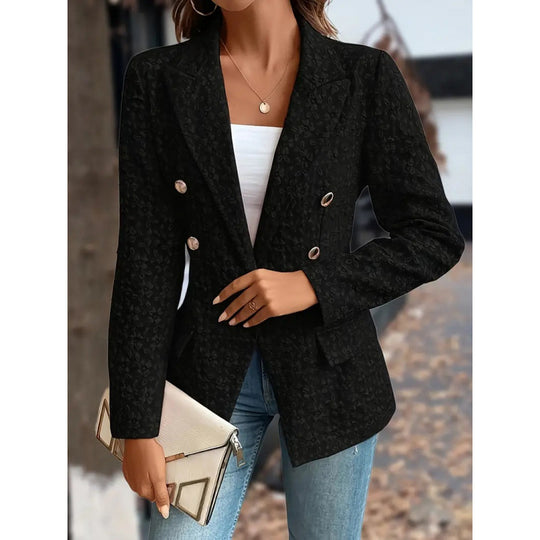 Damen Eleganter Blazer mit strukturiertem Muster und doppelter Knopfleiste R&B