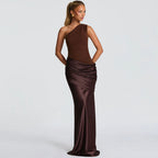 Damen Elegantes Maxikleid mit asymmetrischem Schnitt und raffinierten Drapierungen R&B