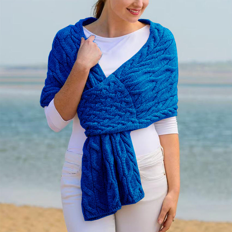 Damen Strickschal mit Zopfmuster & Vielseitigem Tragekomfort |