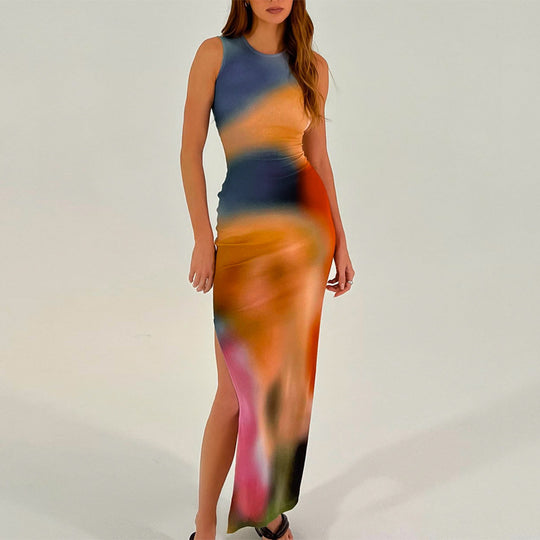 Damen Maxikleid im modernen Farbverlauf mit figurbetonter Passform R&B
