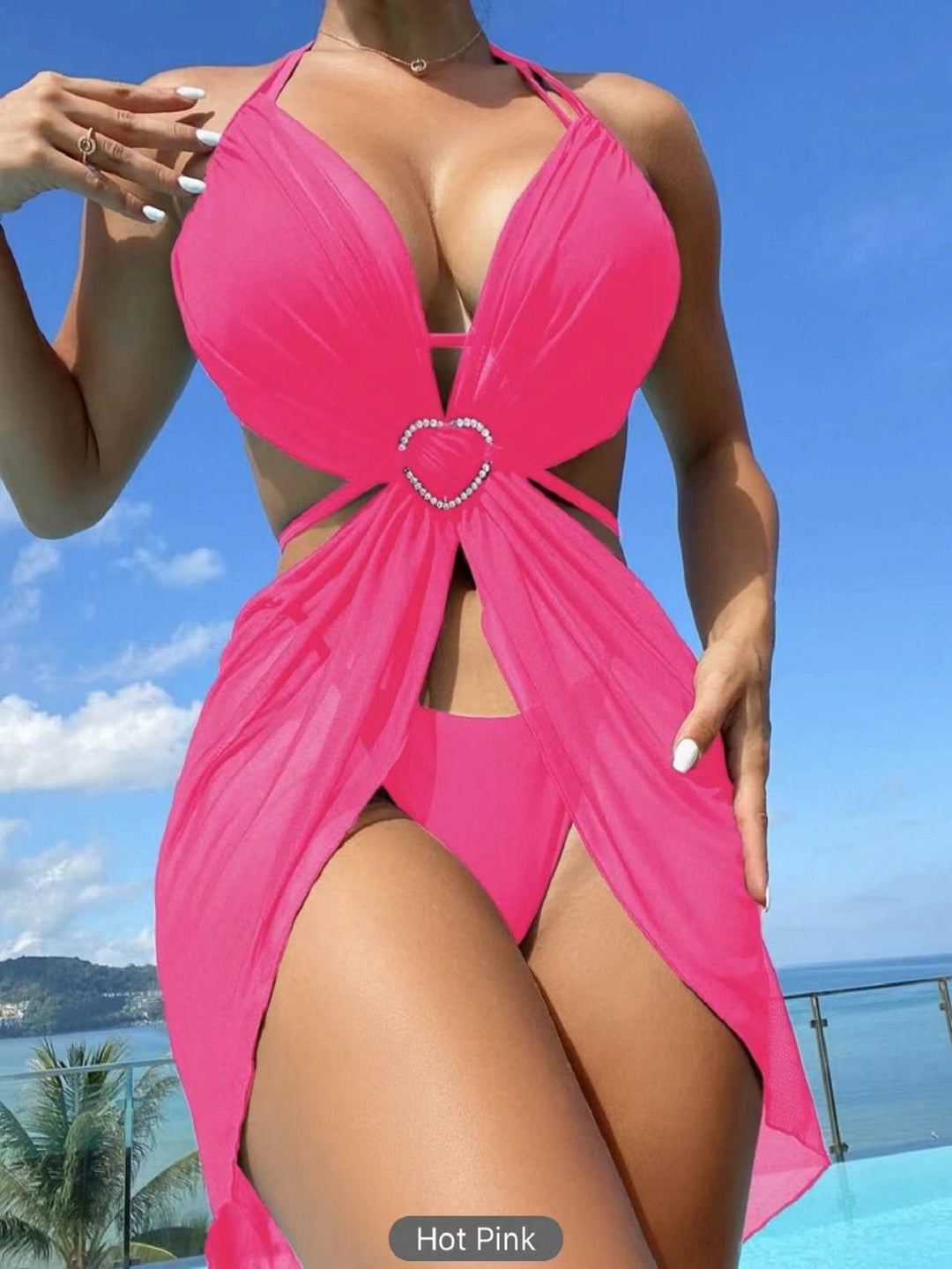 Damen Einteiler mit Raffungen und Herz-Detail R&B