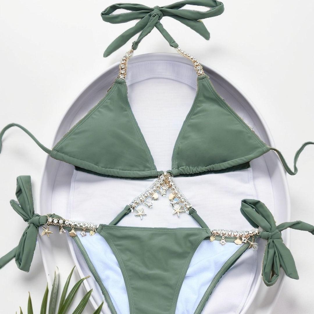 Damen Triangel-Bikini mit glamourösen Anhängern R&B