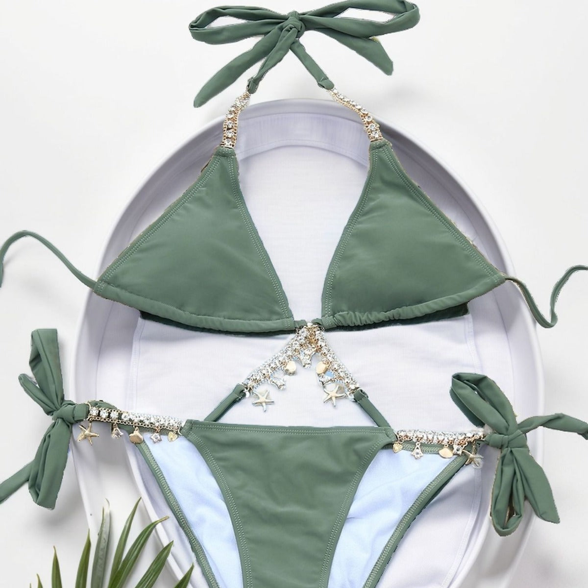Damen Triangel-Bikini mit glamourösen Anhängern R&B