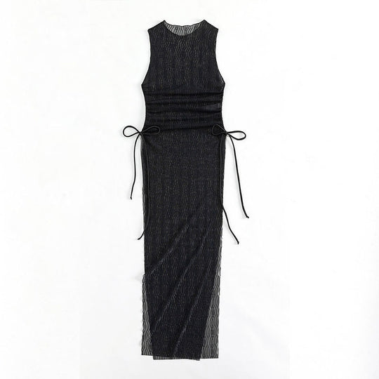 Damen Maxikleid mit taillierter Silhouette und elastischen Bindebändern R&B
