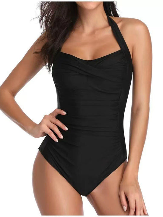 Damen Eleganter Einteiler Badeanzug mit femininem Raffungselement R&B