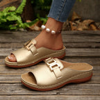 Damen Elegante Mules mit modischem Goldakzent und komfortablem Fußbett R&B