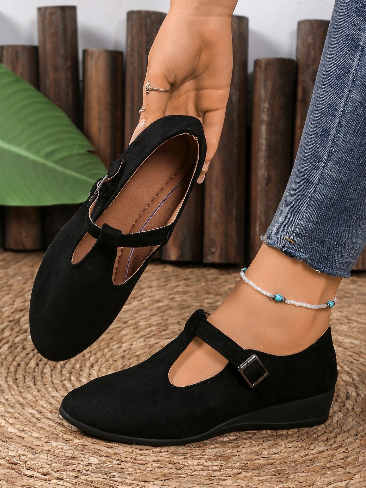 Damen Elegante Mokassins mit modischem Riemendesign R&B