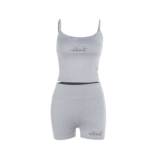 Damen sportliches Crop-Top und Shorts-Set R&B