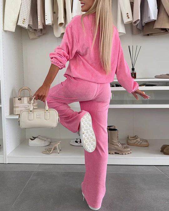 R&B | Down Stehkragen Sweatshirtjacke und Hose Zweiteiliges Satz