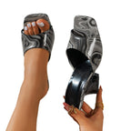 Damen Modische Plateau-Sandalen mit einer eleganten Marmor-Optik und komfortablem Fußbett R&B