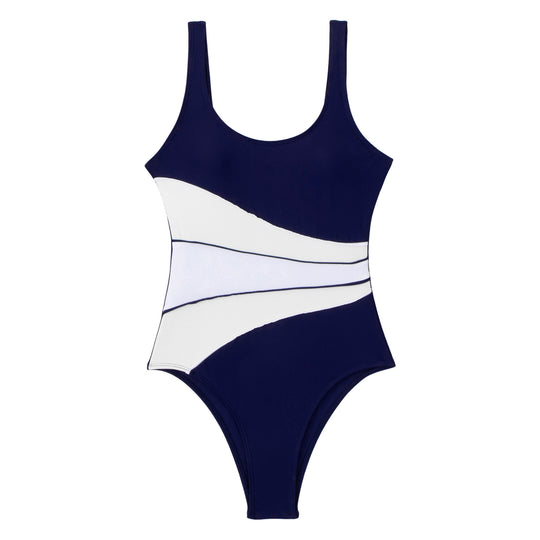 Damen Einteiler Badeanzug mit elegantem Farbverlauf und modischen Trägerdetails R&B