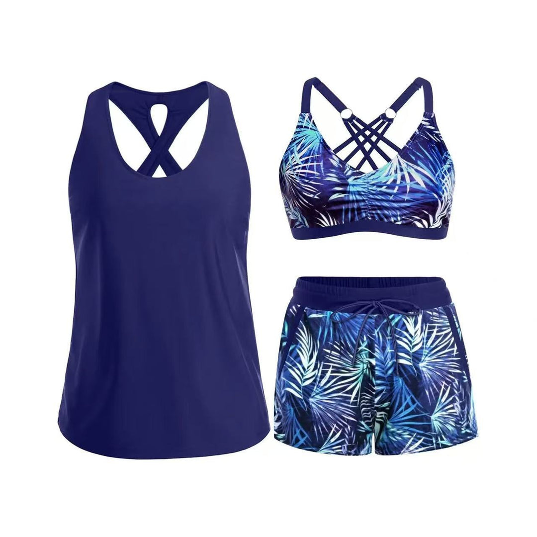 Damen Sport-Badeanzug-Set mit modischem Racerback und Shorts R&B