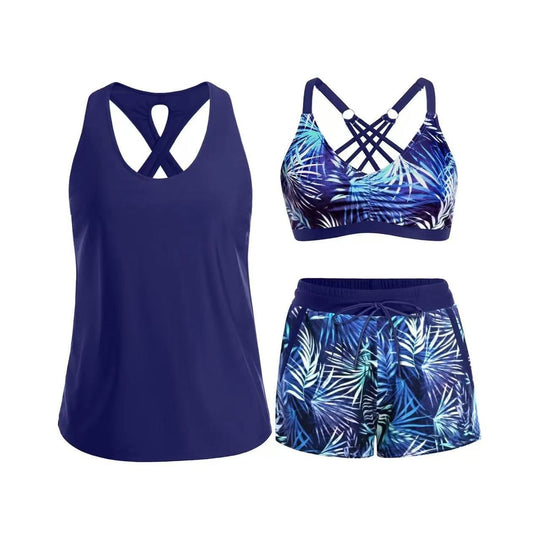 Damen Sport-Badeanzug-Set mit modischem Racerback und Shorts R&B