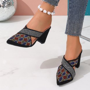 Damen Mules mit funkelnder Dekoration R&B