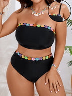 Damen Bandeau-Bikini-Set mit floralem Akzent R&B