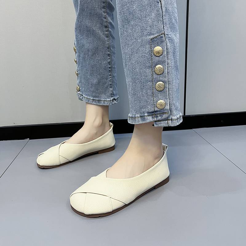 Damen Ballerinas mit modischem Kreuz-Design und bequemem Fußbett R&B