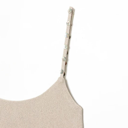 Damen Trägershirt mit feiner Struktur und dekorativen Knöpfen R&B