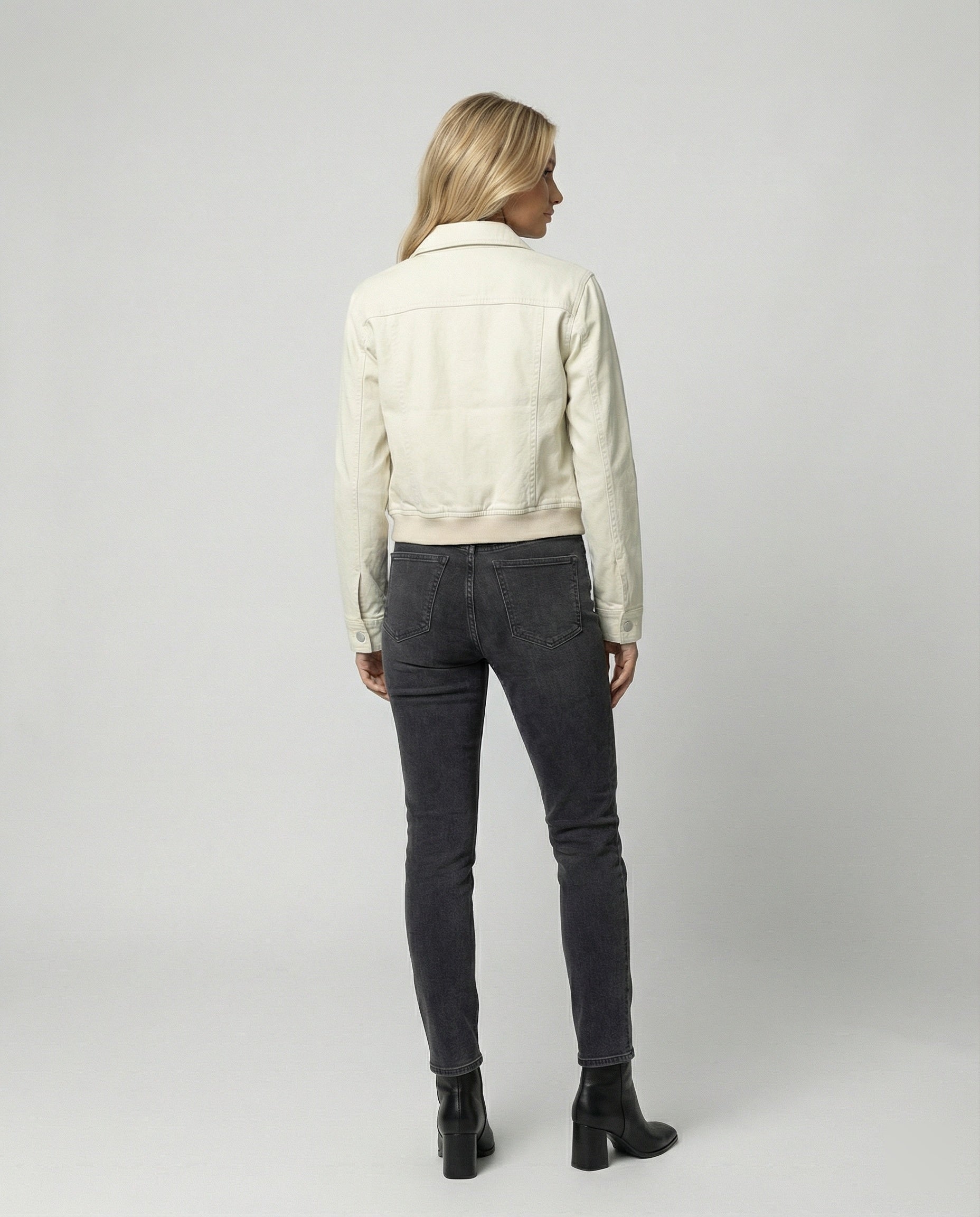Kurzjacke Damen Retro Style Reißverschluss Reverskragen Beige
